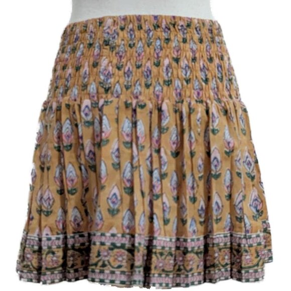 NWT: Sur La Vague SLV Cafe Mini Skirt 100% Cotton Floral Indian Block Print - Picture 5 of 11
